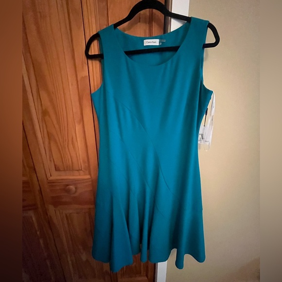 NWT Calvin Klein Turquoise Mini Dress Size 12 - Picture 1 of 6